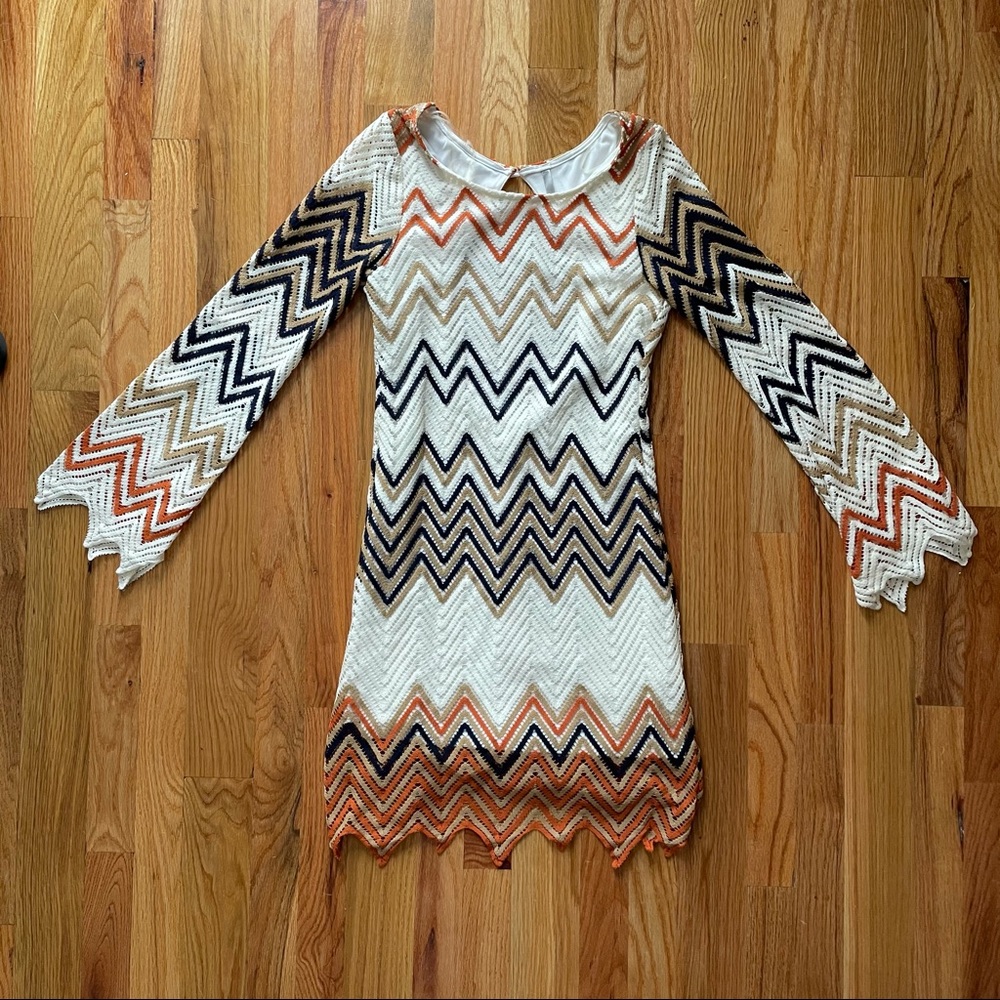 70s style crochet mini dress